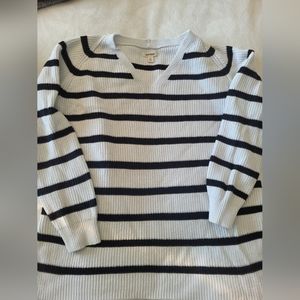 White and black striped sweater size xl